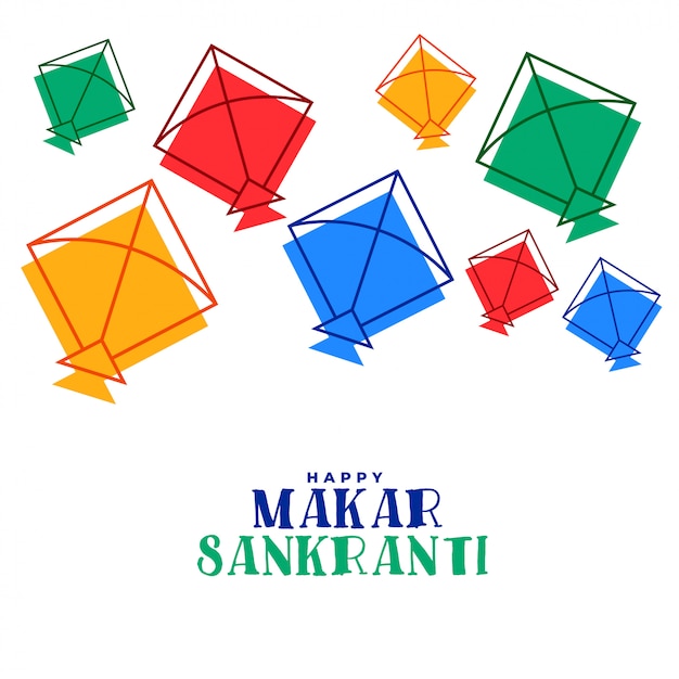 Free Vector Colorful Flying Kites Makar Sankranti Festival Greeting Card