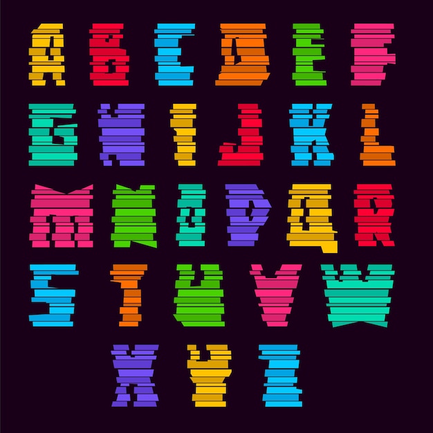 Premium Vector Colorful Font Cut Stripes Trendy Alphabet Bright