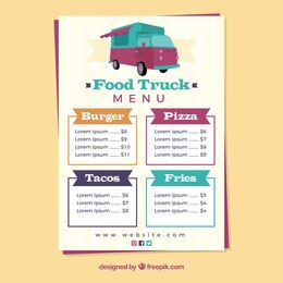 Free Vector Colorful Food Truck Menu Template