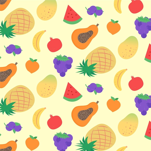 Colorful fruits pattern | Free Vector