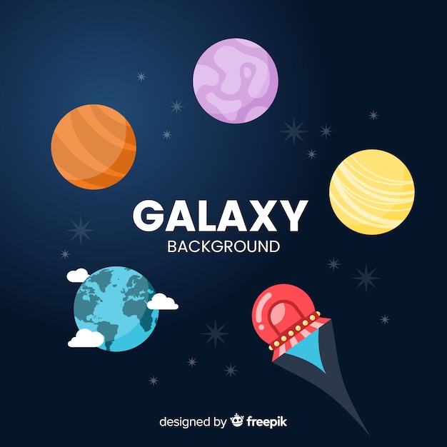 Colorful Galaxy Background With Flat Design Free Vector