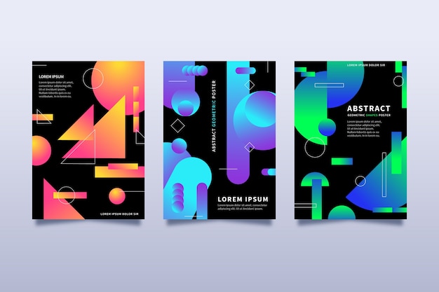 Free Vector | Colorful geometric gradient shapes covers