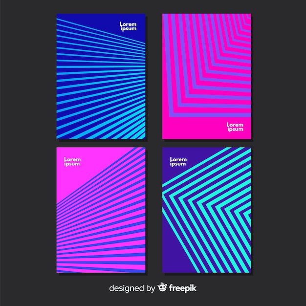 Free Vector | Colorful geometric lines poster set