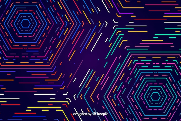 Colorful geometric neon shapes background Vector | Free Download