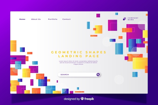 Colorful geometric shapes landing page Free Vector