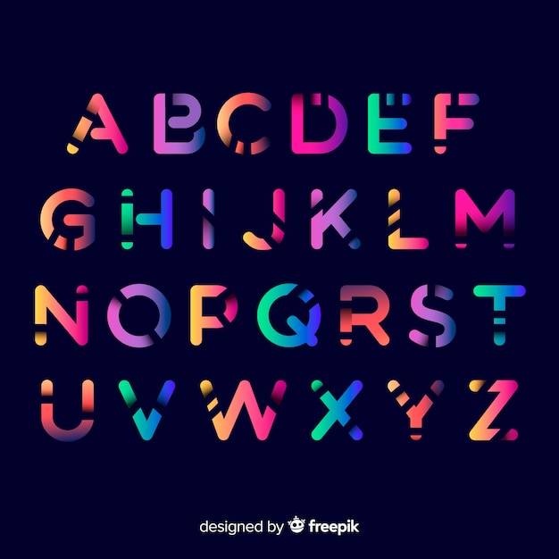 Colorful gradient alphabet template Vector | Free Download