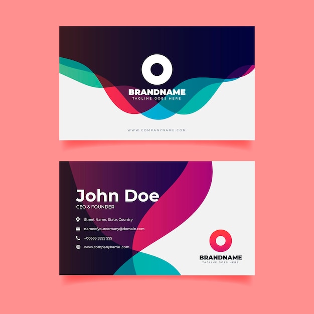 Colorful gradient business card template Free Vector