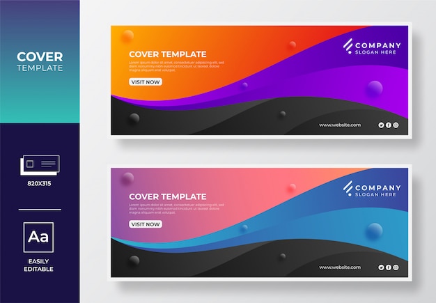 Premium Vector Colorful Gradient Creative Facebook Cover And Web Banner Design Template