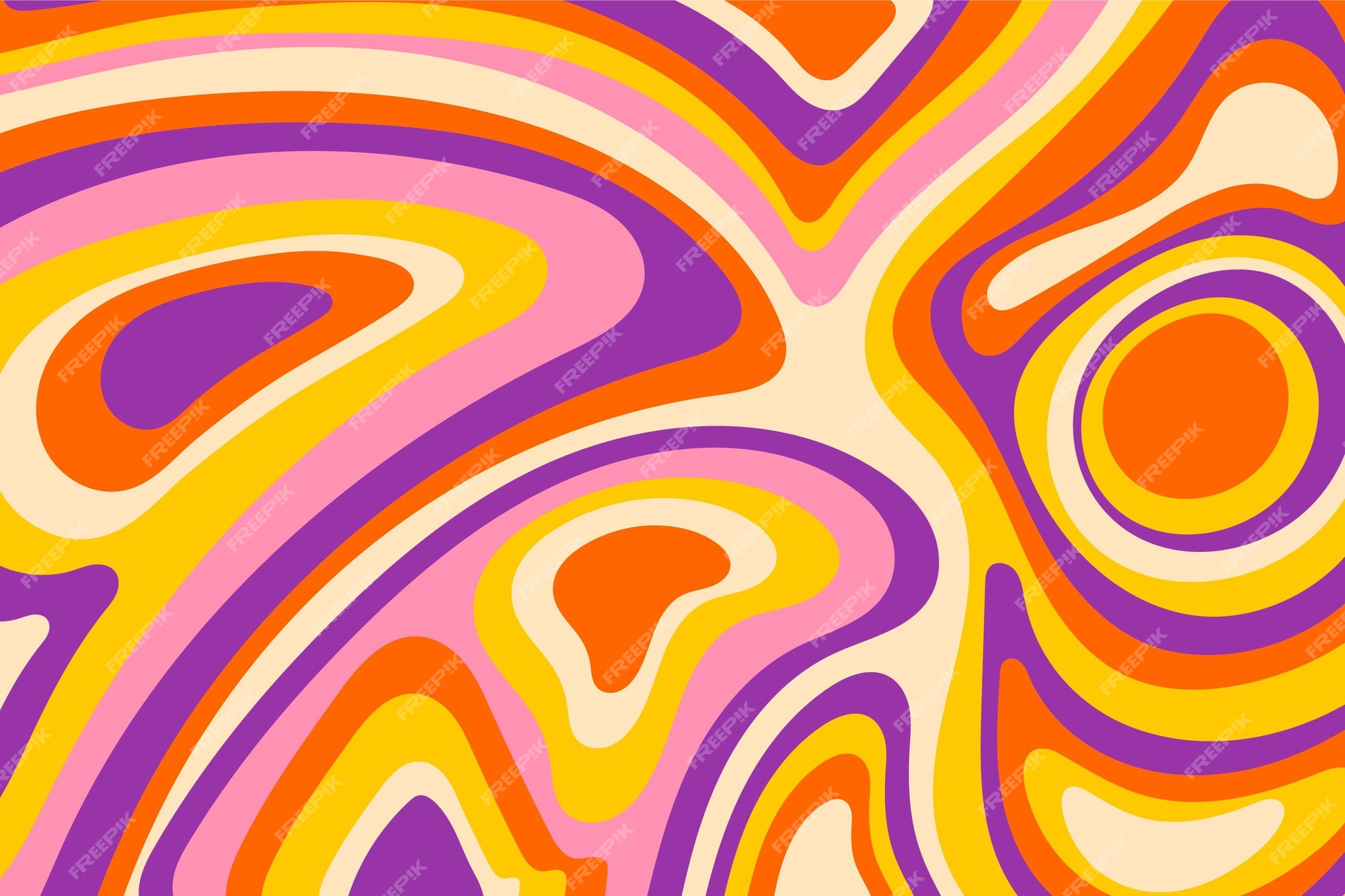 Hand Drawn Psychedelic Groovy Background