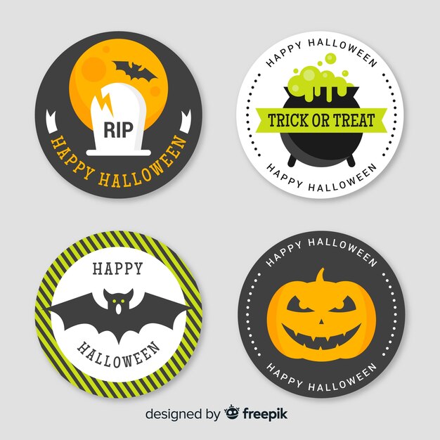 Free Vector | Colorful halloween badge collection with flat design