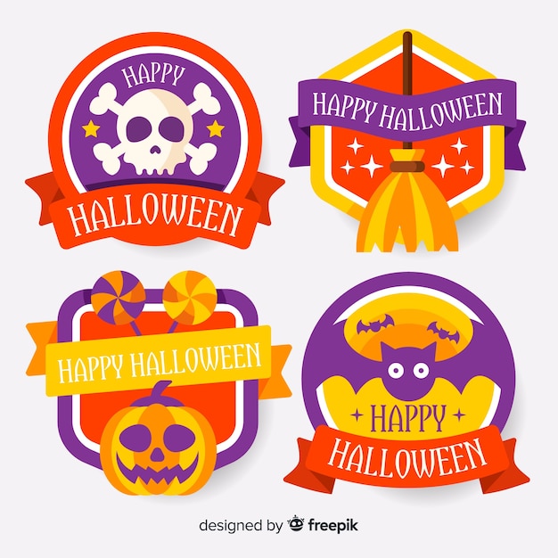 Free Vector | Colorful halloween badge collection with flat design