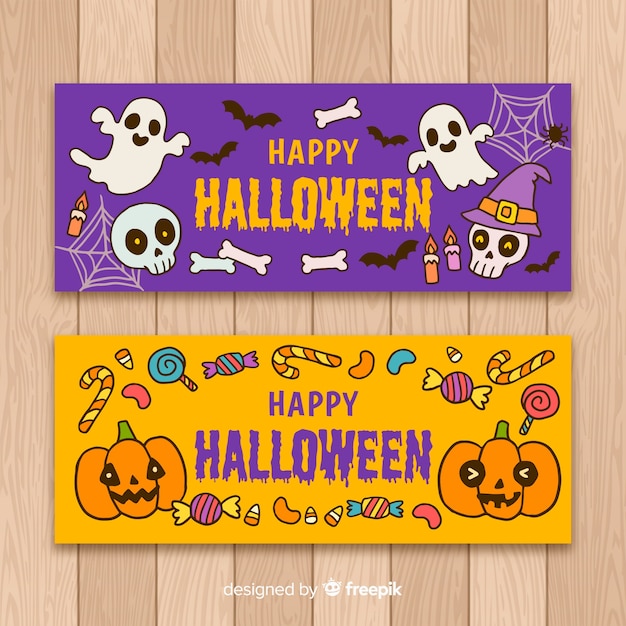  Free  Vector Colorful halloween  banner  templates 