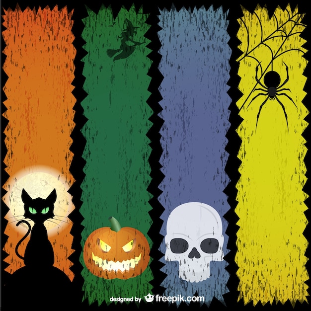 Colorful Halloween banners set