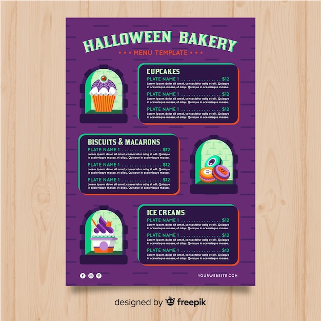 colorful halloween menu template with flat design vector free download