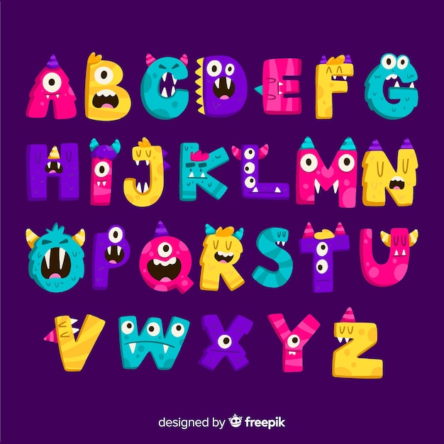 Colorful halloween monster alphabet Vector | Free Download