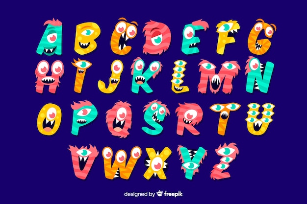 Free Vector | Colorful halloween monster alphabet