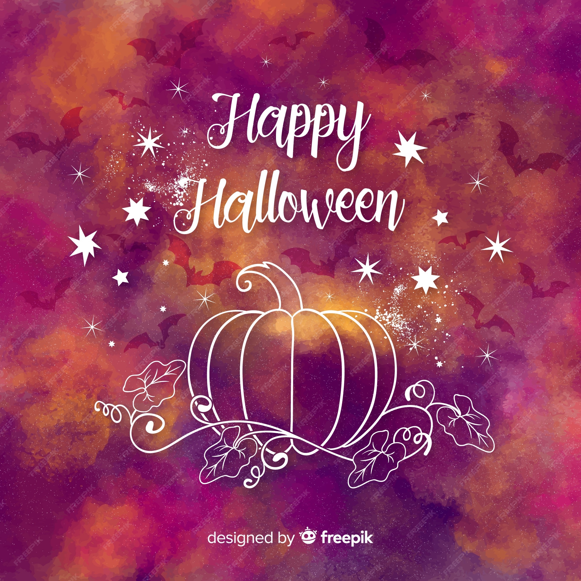 Free Vector Colorful Halloween Watercolor Background