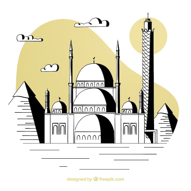 Free Vector | Colorful hand drawn cairo skyline