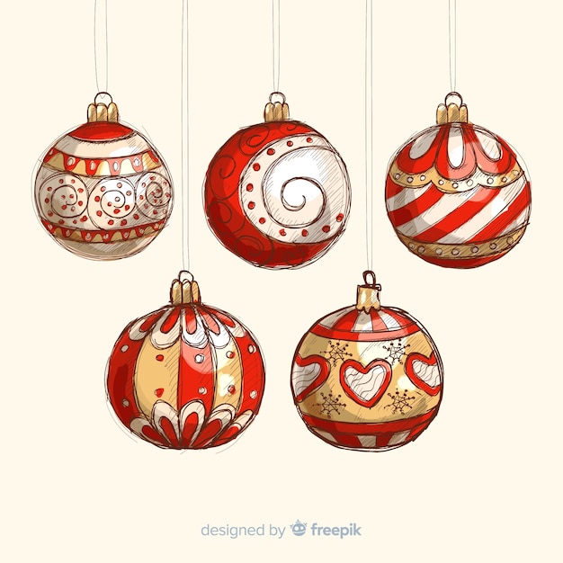 Free Vector | Colorful hand drawn christmas balls