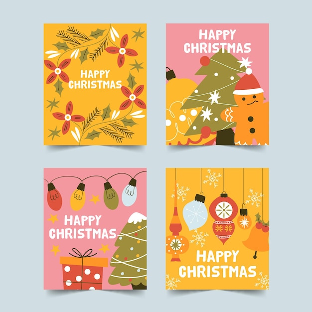 Free Vector | Colorful hand drawn christmas cards