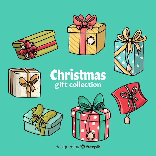 Free Vector | Colorful hand drawn christmas gift collection