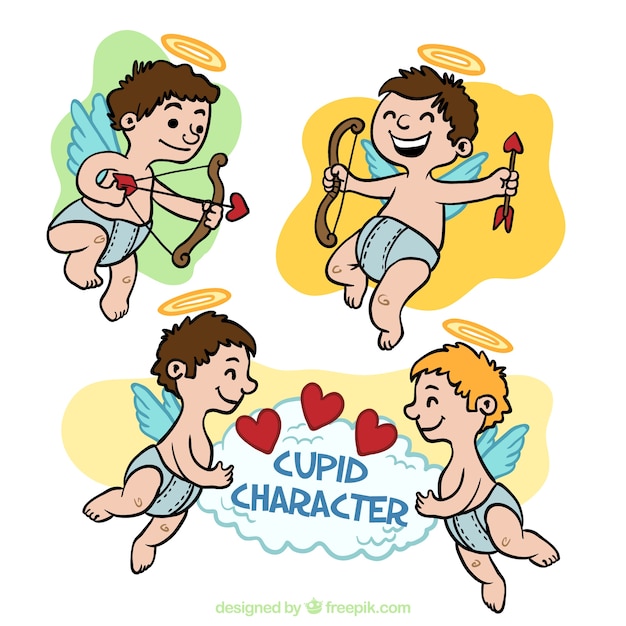 Free Vector Colorful Hand Drawn Cupid Characters 6907