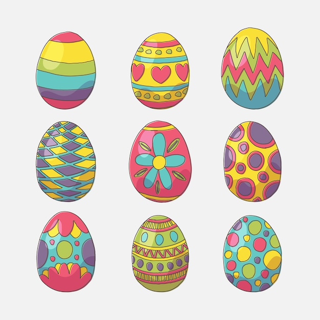 Free Vector Colorful hand drawn decorative easter eggs collection