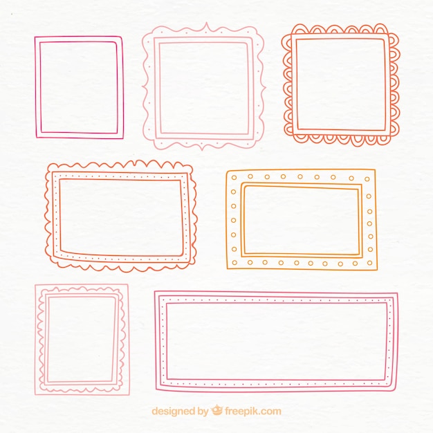 Colorful hand drawn frames | Free Vector