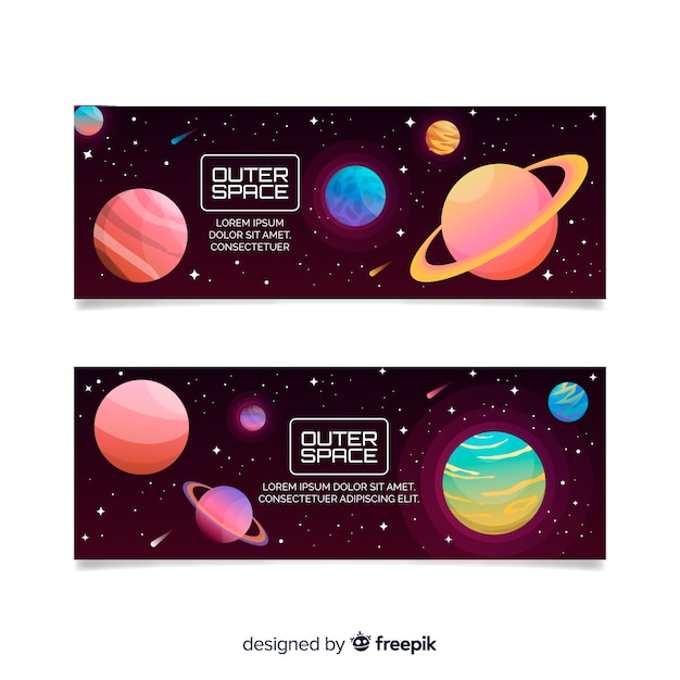 Free Vector | Colorful hand drawn galaxy banner template