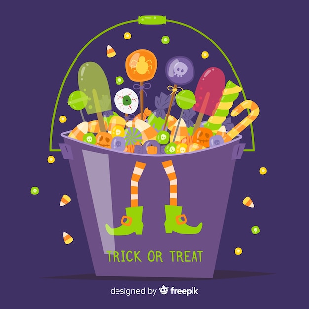 Free Vector | Colorful hand drawn halloween candy bag