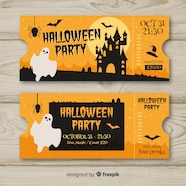 Free Vector Colorful Hand Drawn Halloween Party Ticket Template