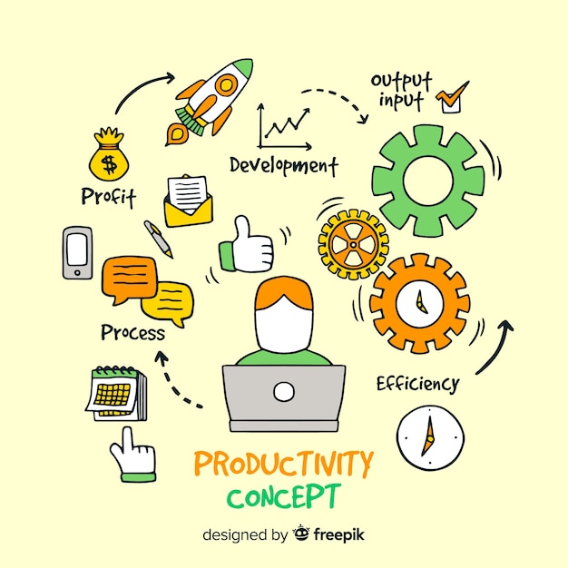 Free Vector Colorful hand drawn productivity concept