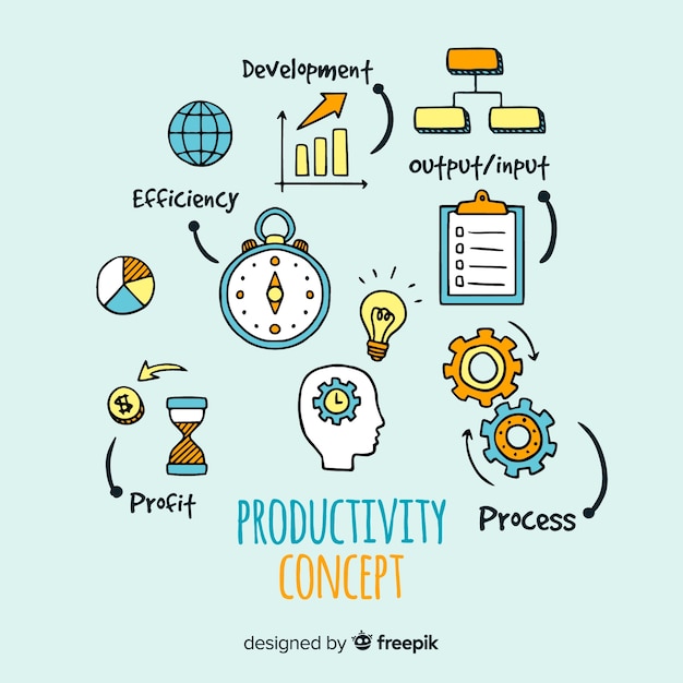 Colorful Hand Drawn Productivity Concept Vector | Free Download