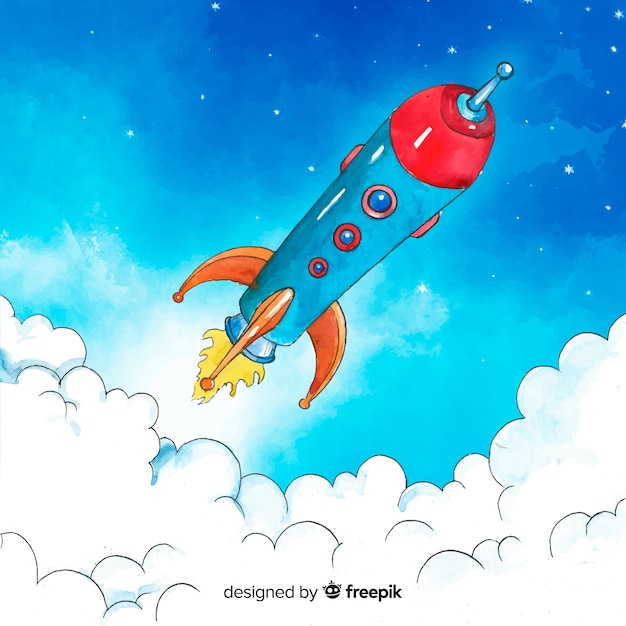 Free Vector | Colorful hand drawn rocket