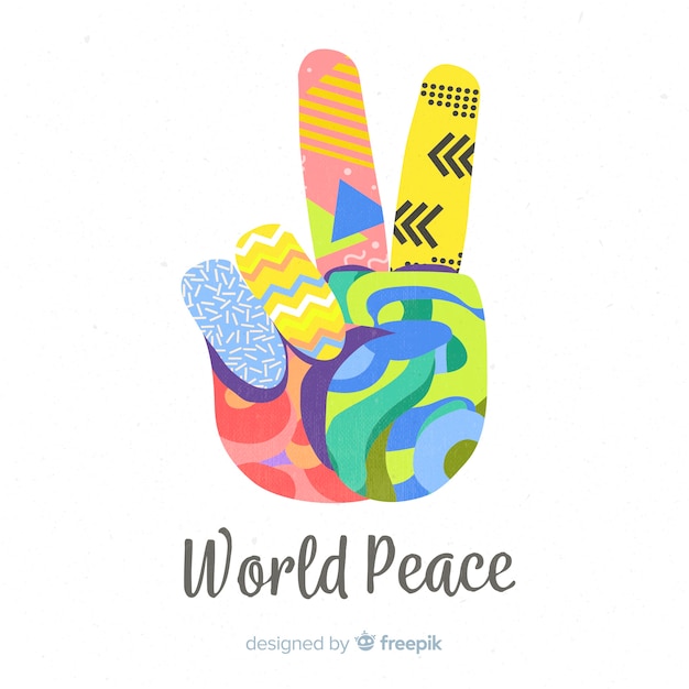 Download Free Vector Colorful Hand Peace Sign Background