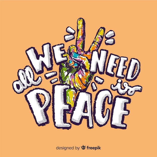 Download Free Vector | Colorful hand peace sign with words background