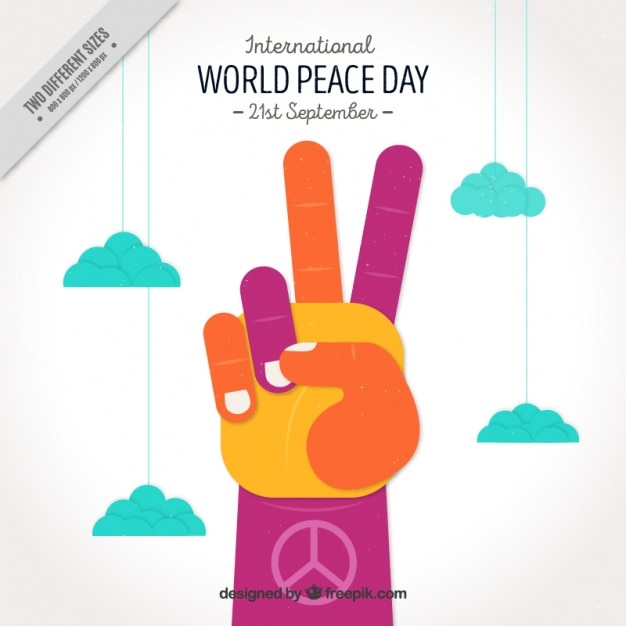 Download Colorful hand showing a peace symbol Vector | Free Download