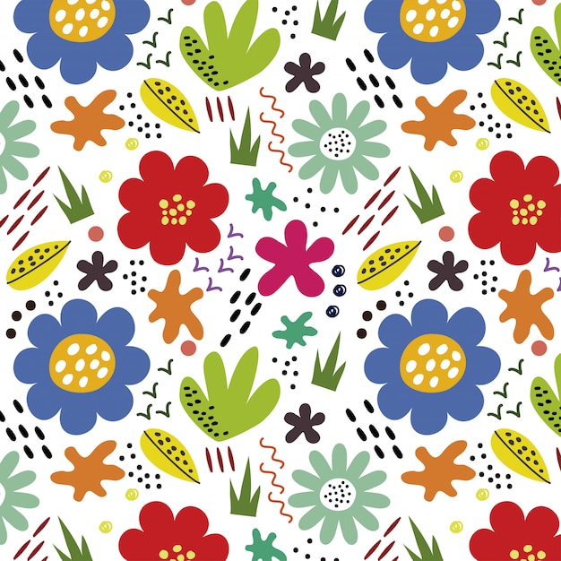 Premium Vector | Colorful handdrawn floral background of spring