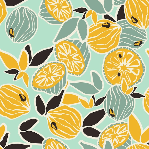 Premium Vector | Colorful handdrawn lemons and limes in vector seamless ...