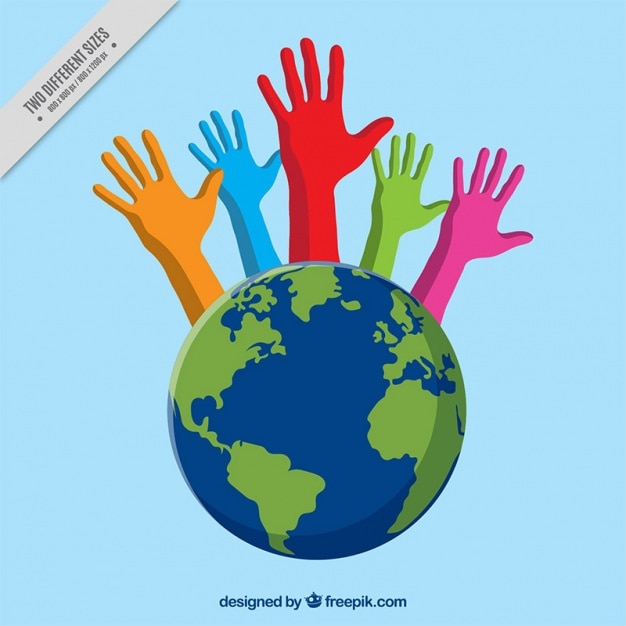 Download Vector Colorful Hands Coming Out Of The World Vectorpicker