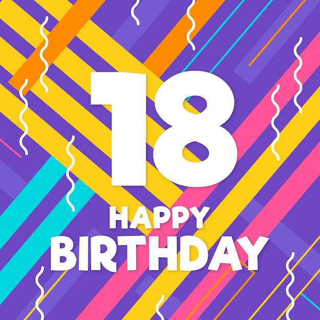 Download Free Vector | Colorful happy 18th birthday background