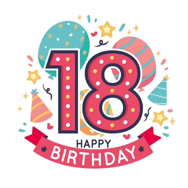 Download Premium Vector | Colorful happy 18th birthday background