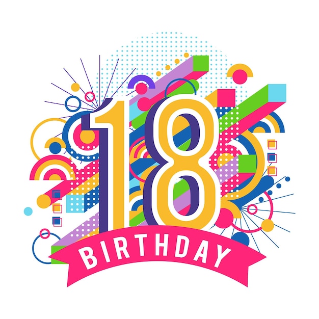 Download Free Vector | Colorful happy 18th birthday background