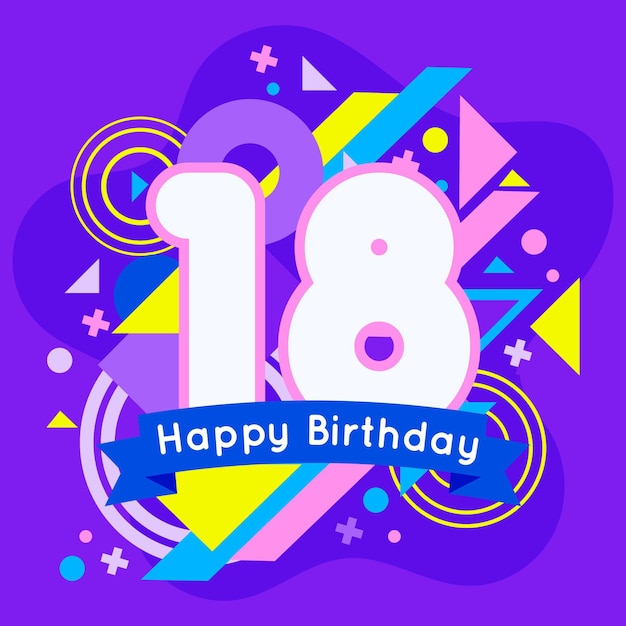 Download Free Vector | Colorful happy 18th birthday background