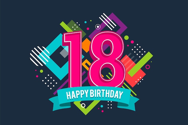 Download Free Vector | Colorful happy 18th birthday background