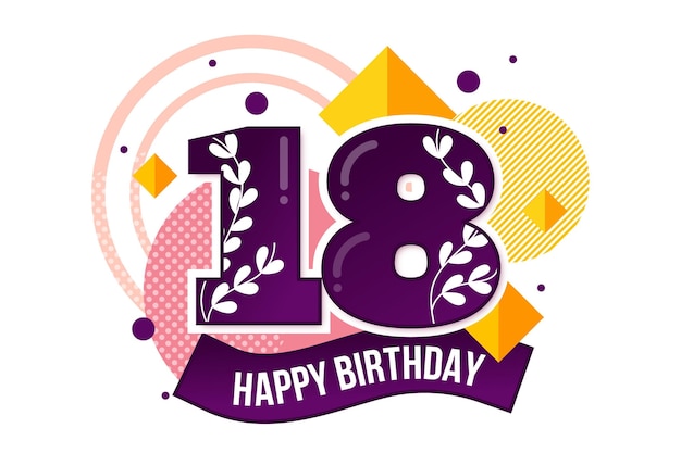 Download Free Vector | Colorful happy 18th birthday background