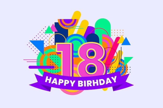 Download Free Vector | Colorful happy 18th birthday background