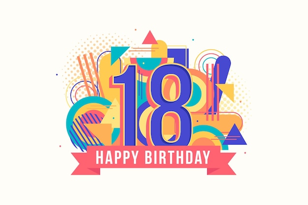 Download Free Vector | Colorful happy 18th birthday background