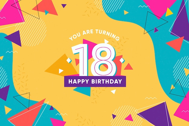 Premium Vector | Colorful happy 18th birthday background