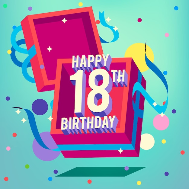 Download Premium Vector | Colorful happy 18th birthday background